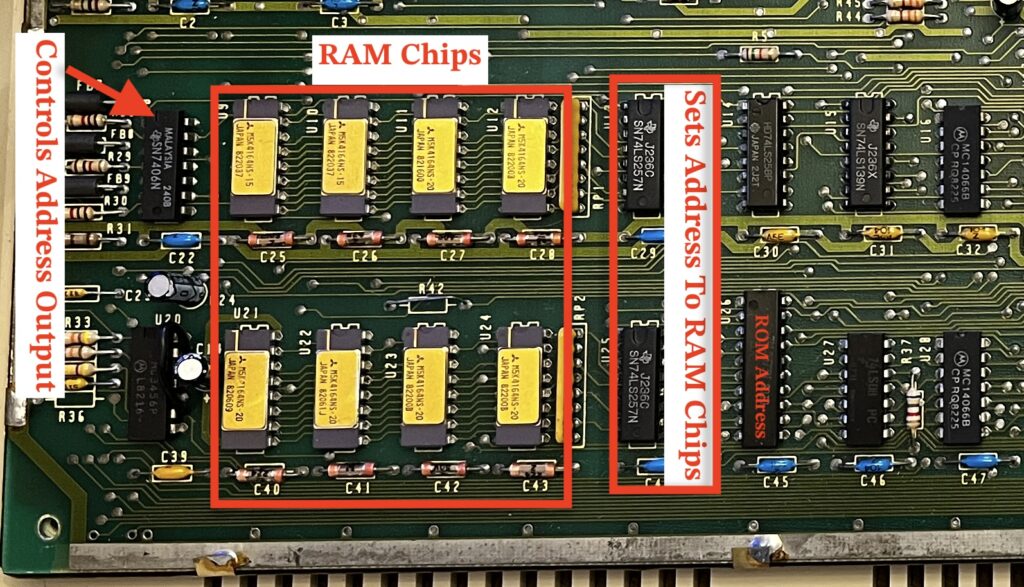 commodore 64 board showing chips